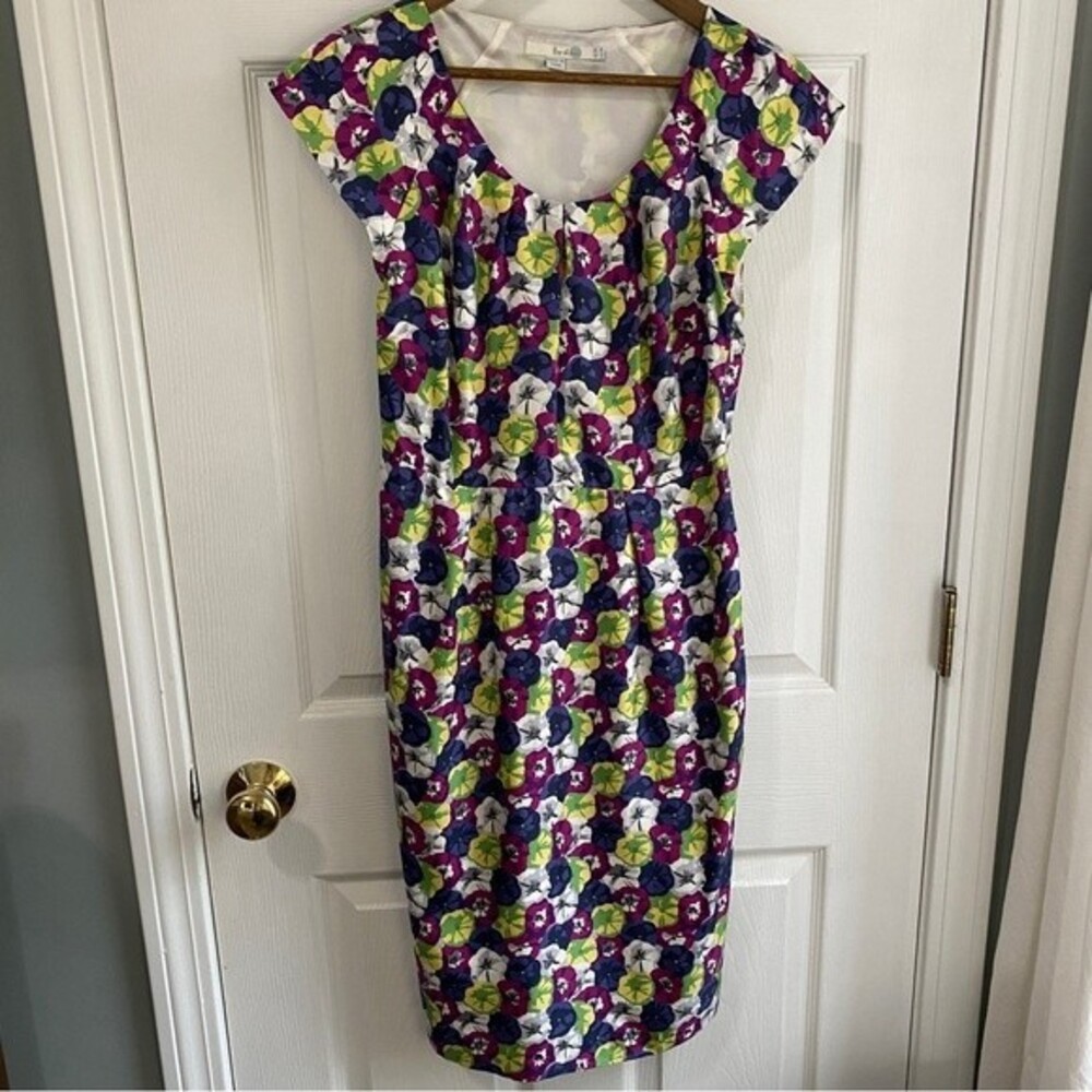 Boden Silk Cap Sleeve Pansy Dress - size 4R